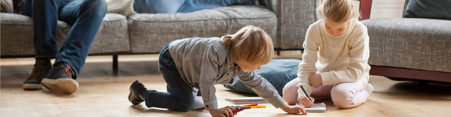 Play time in a warm home heated by a gas fired furnace in RI or Southeastern MA